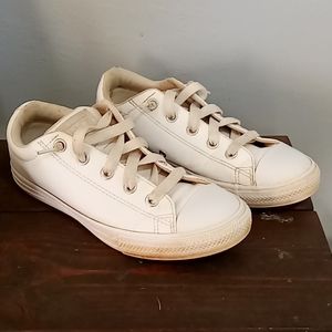 White Synthetic leather converse all star sneakers size 4.